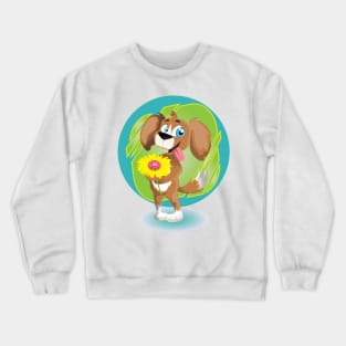 Cute Dog with Flowers Crewneck Sweatshirt